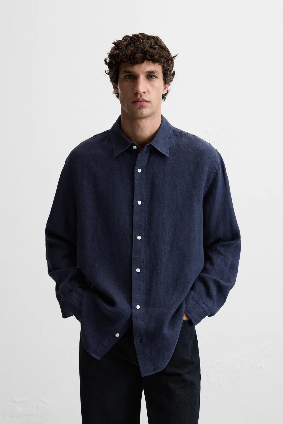 Relaxed fit Linen Navy shirt
