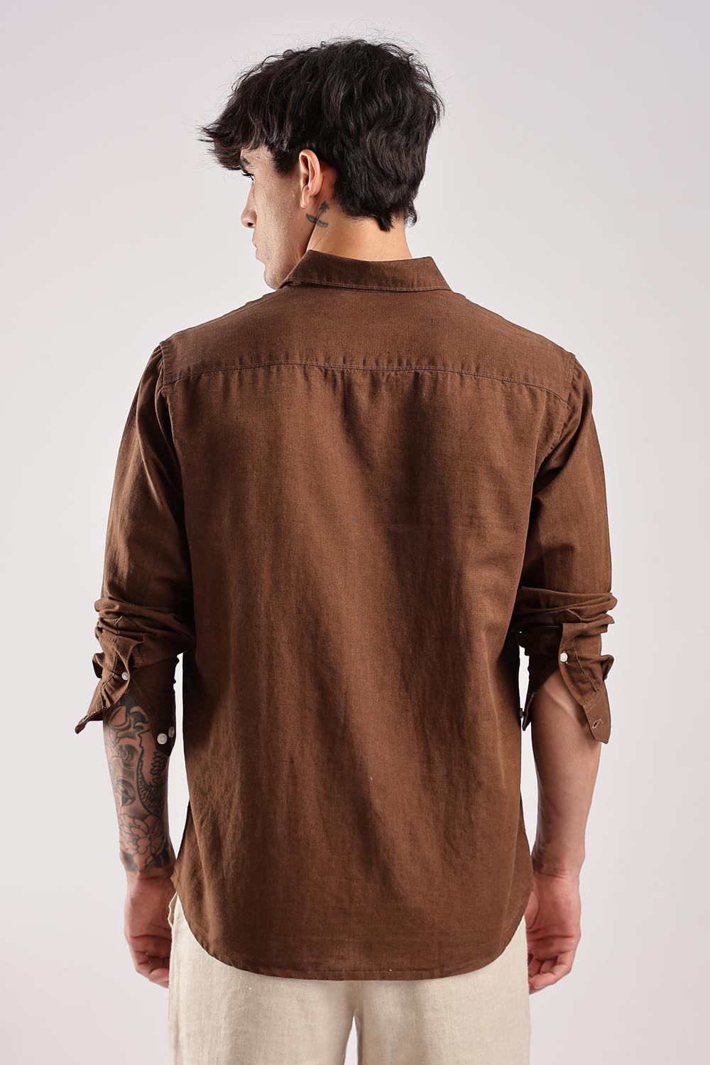 Regular fit Brown Linen shirt