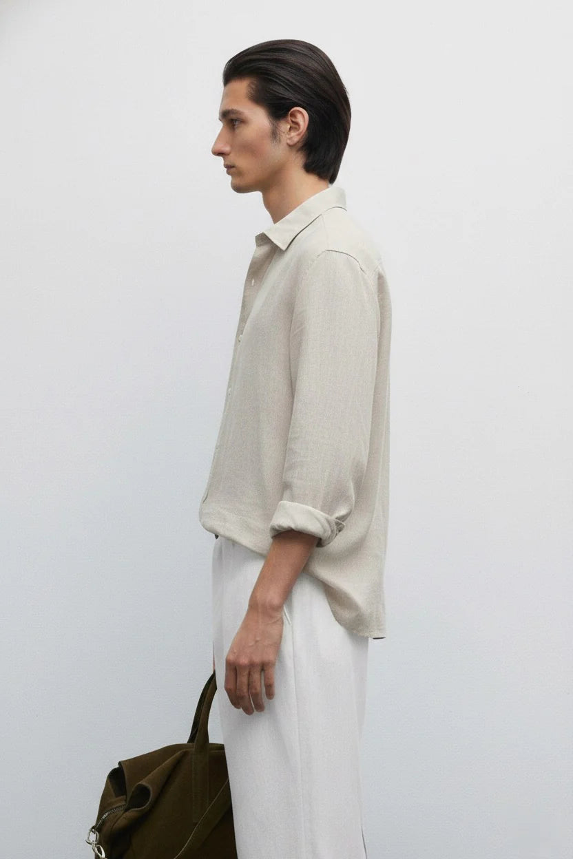 Relaxed fit Linen Beige shirt