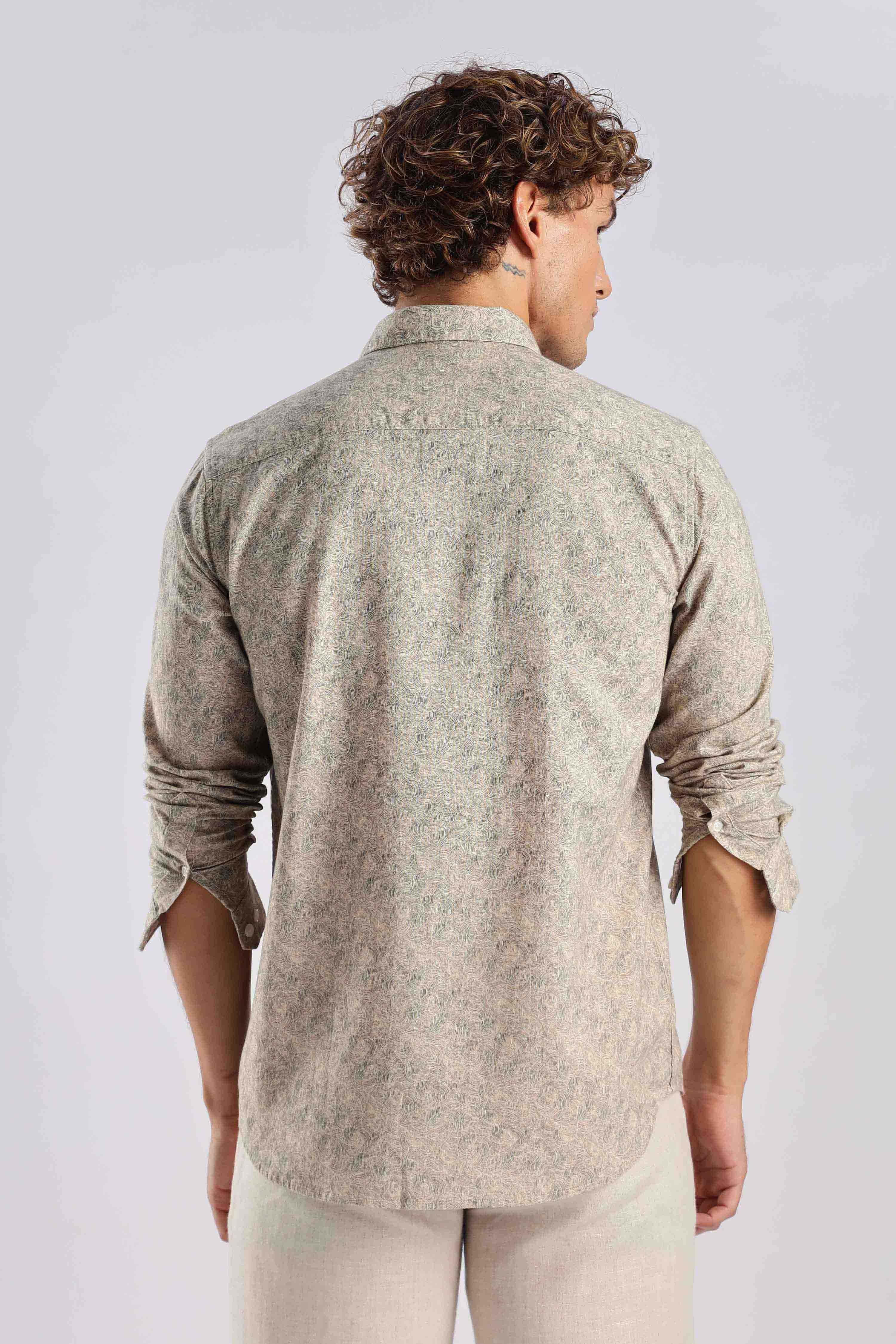 Regular fit Sage gren Linen shirt