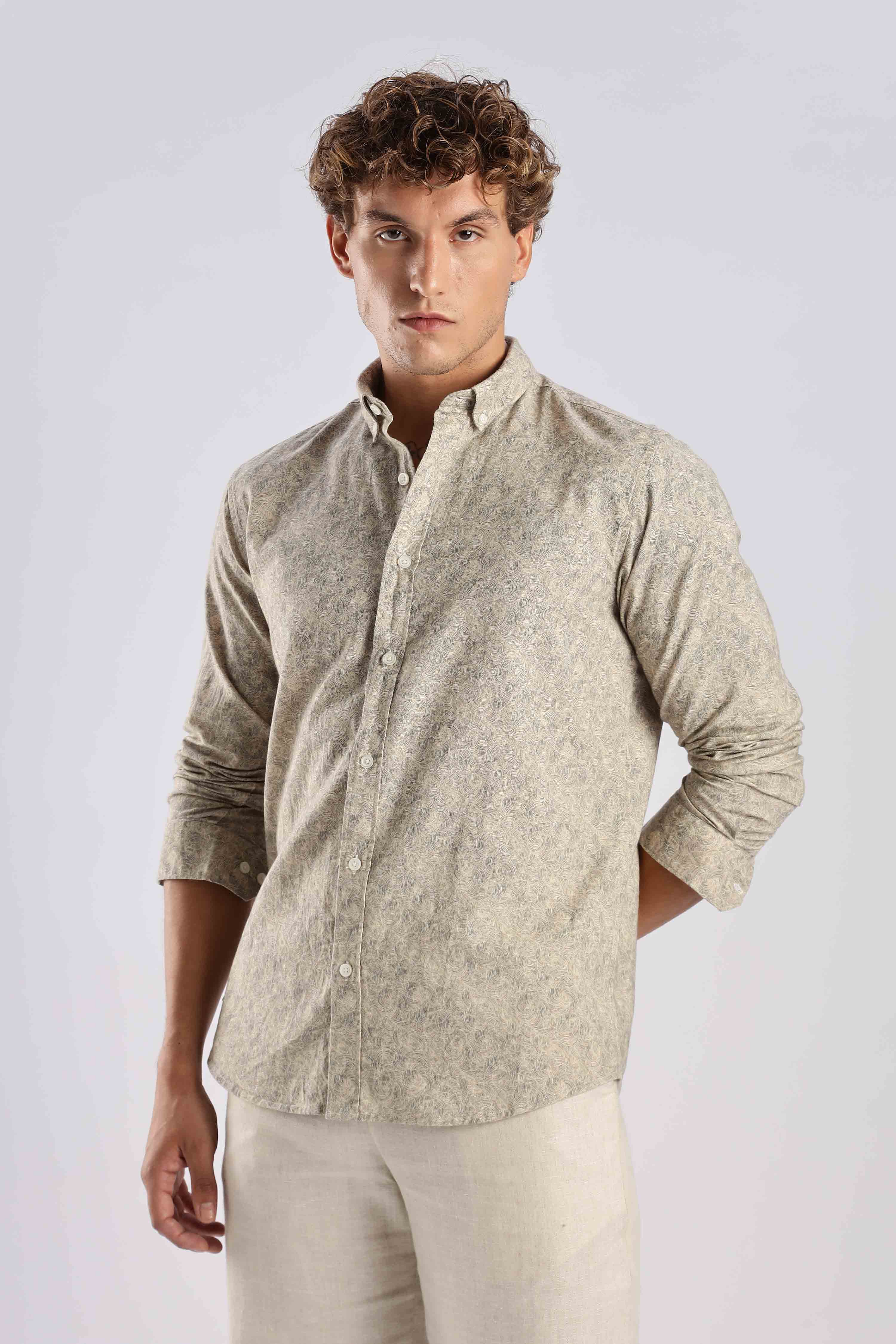 Regular fit Sage gren Linen shirt