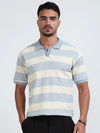 Textured Polo T-Shirt ( Lt Blue Strip )