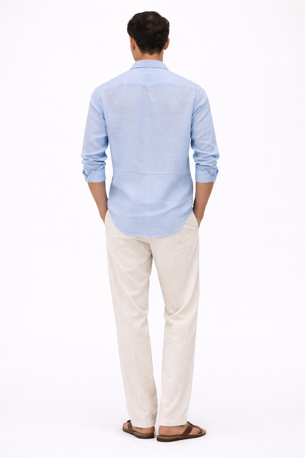 Regular fit light blue Linen shirt
