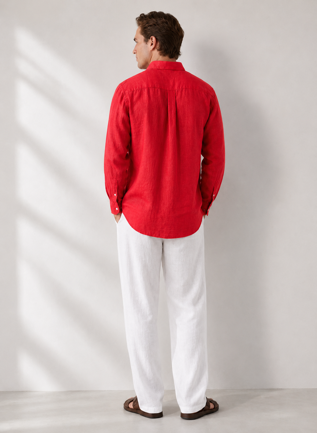 Regular fit red Linen shirt