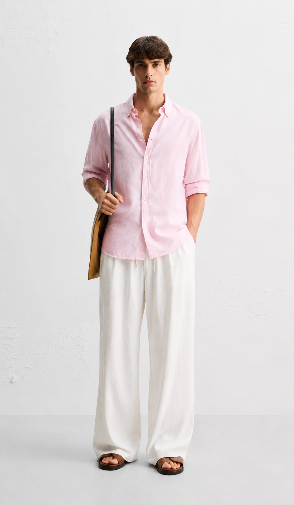 Regular fit pink Linen shirt