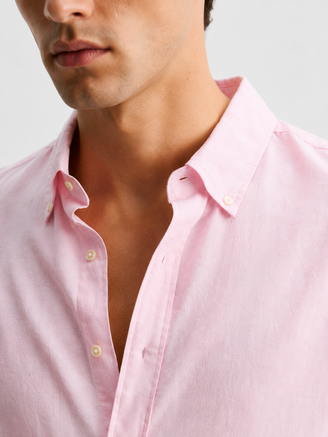 Regular fit pink Linen shirt