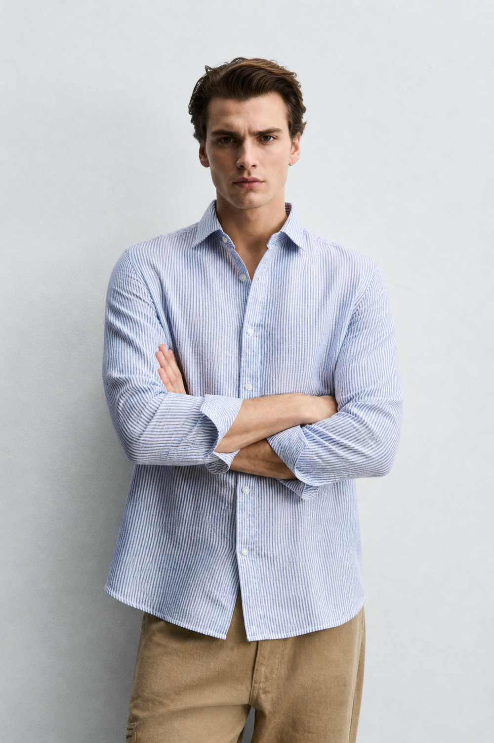 Regular fit pink Linen shirt