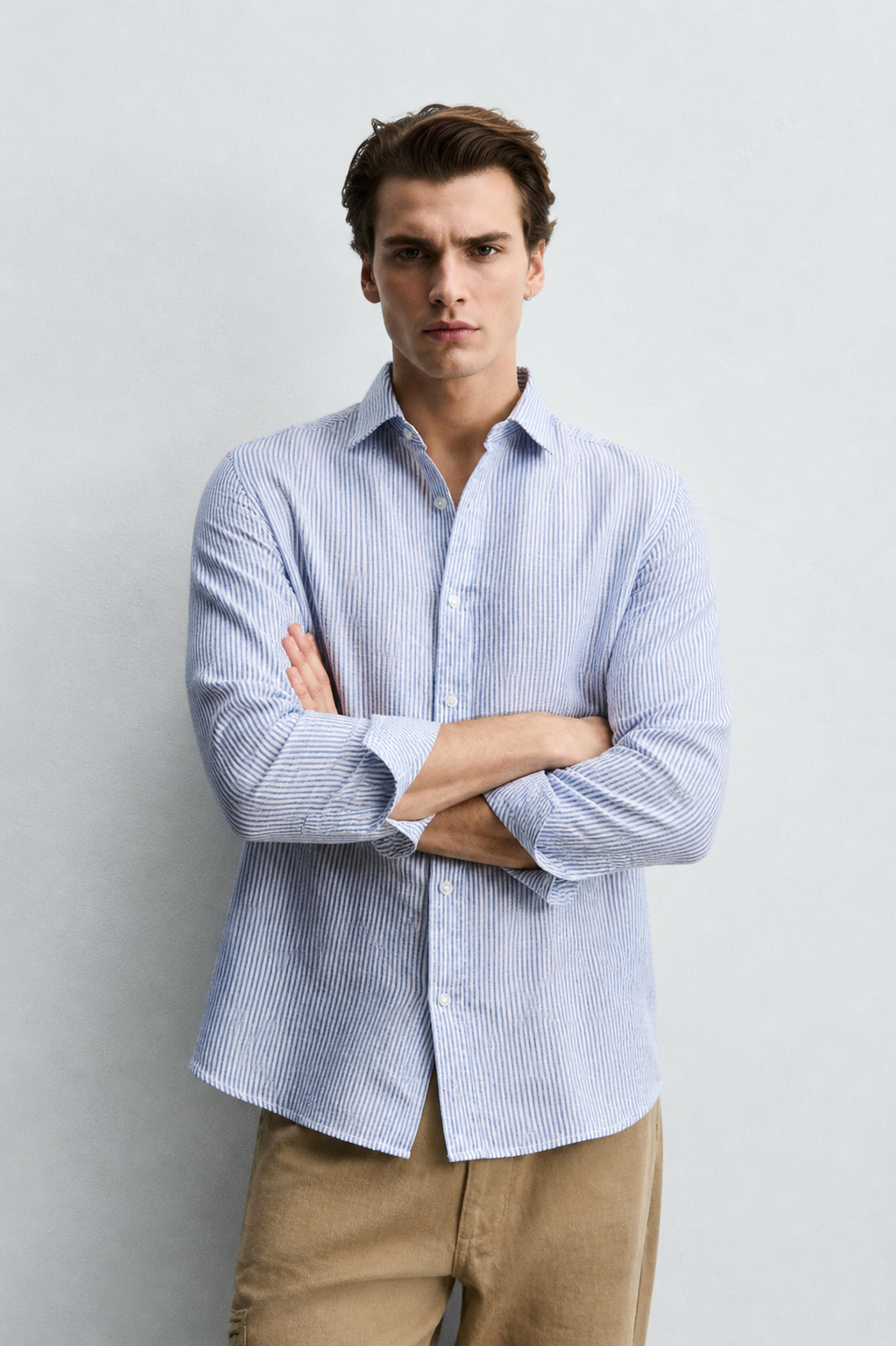 Regular fit pink Linen shirt