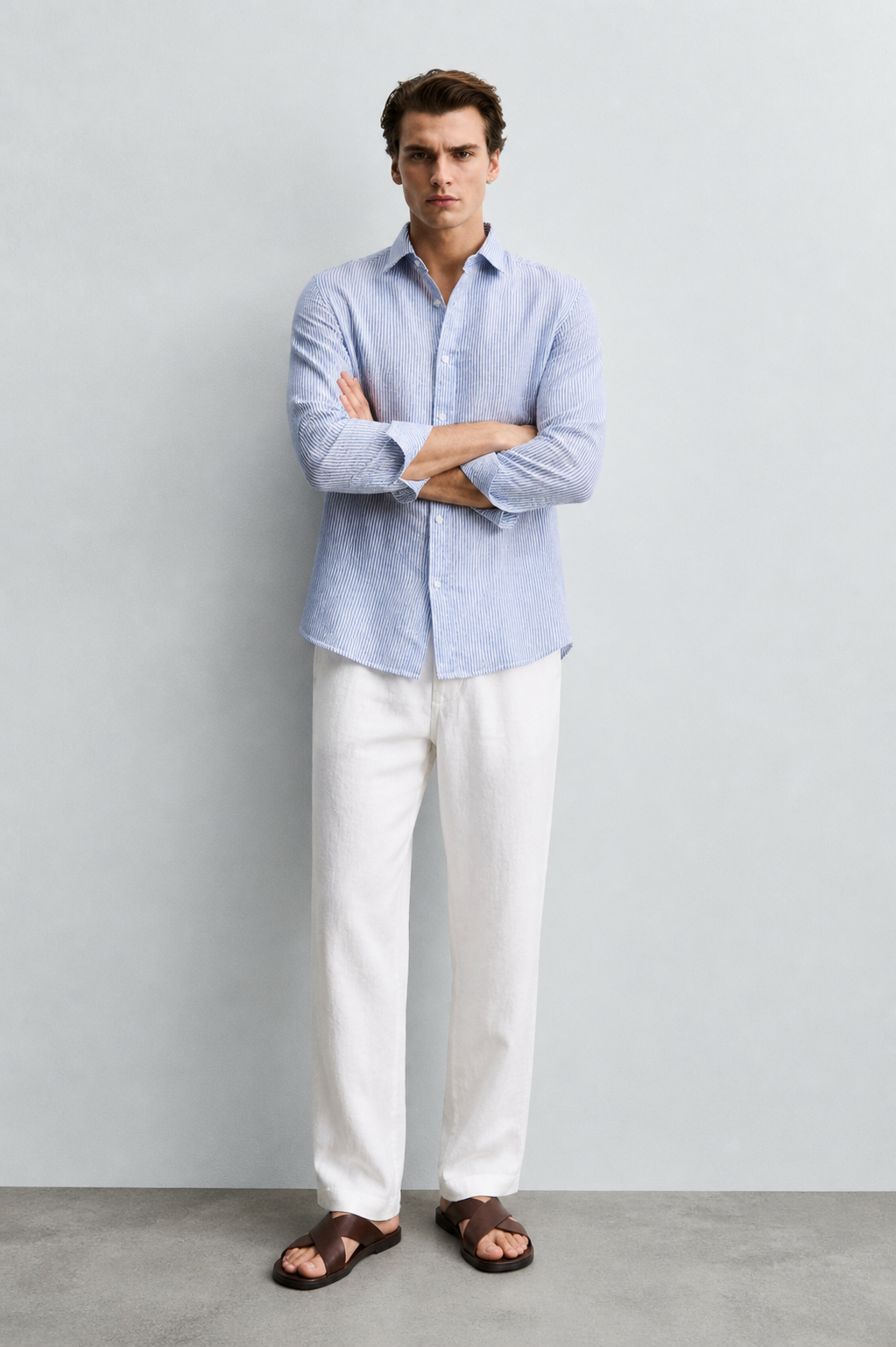 Regular fit pink Linen shirt