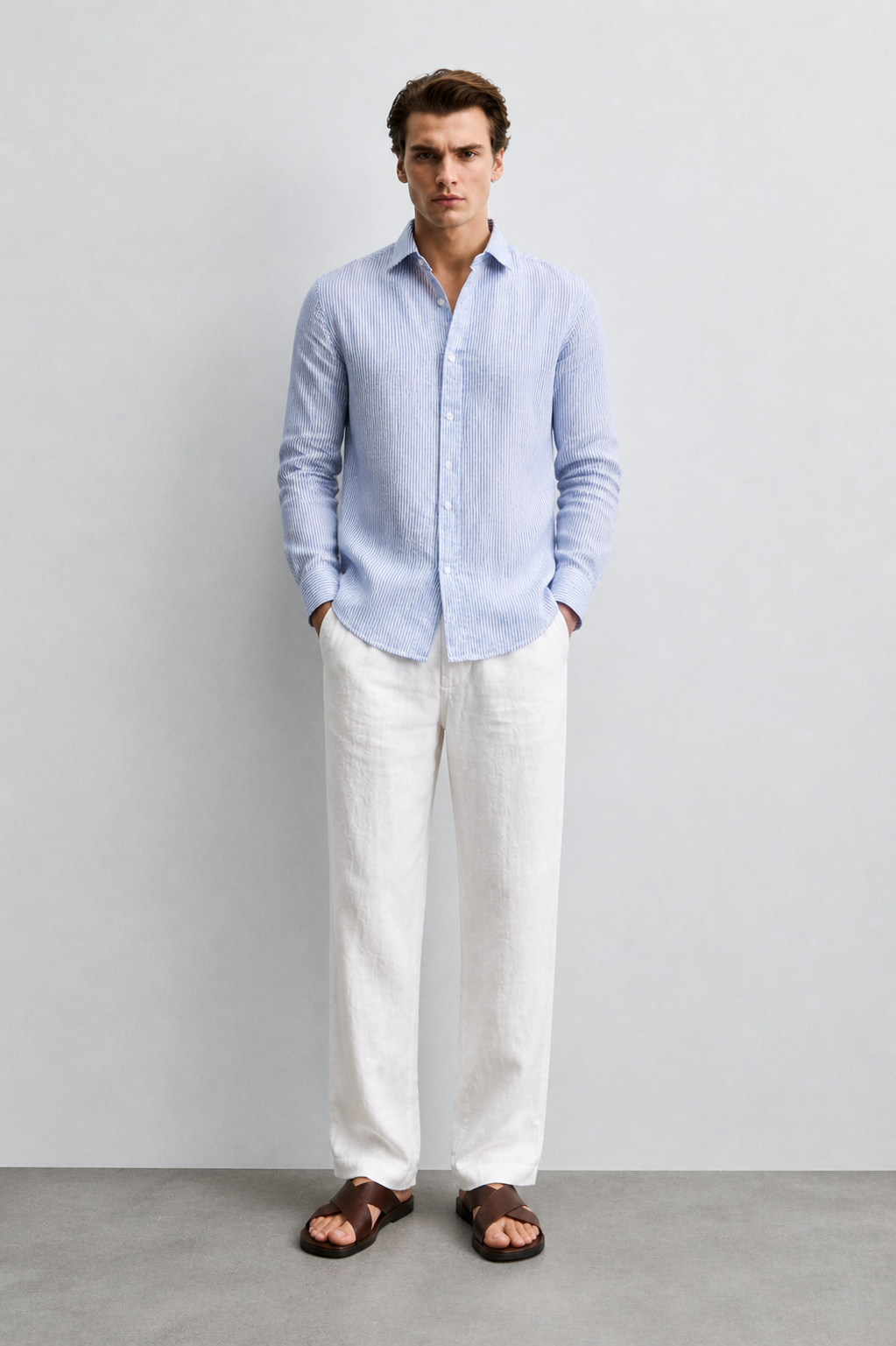 Regular fit pink Linen shirt