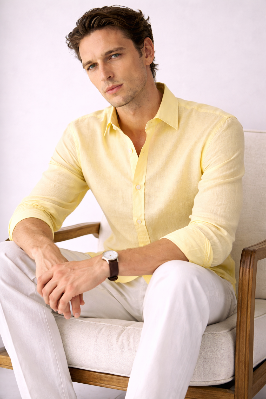 Regular fit pink Linen shirt