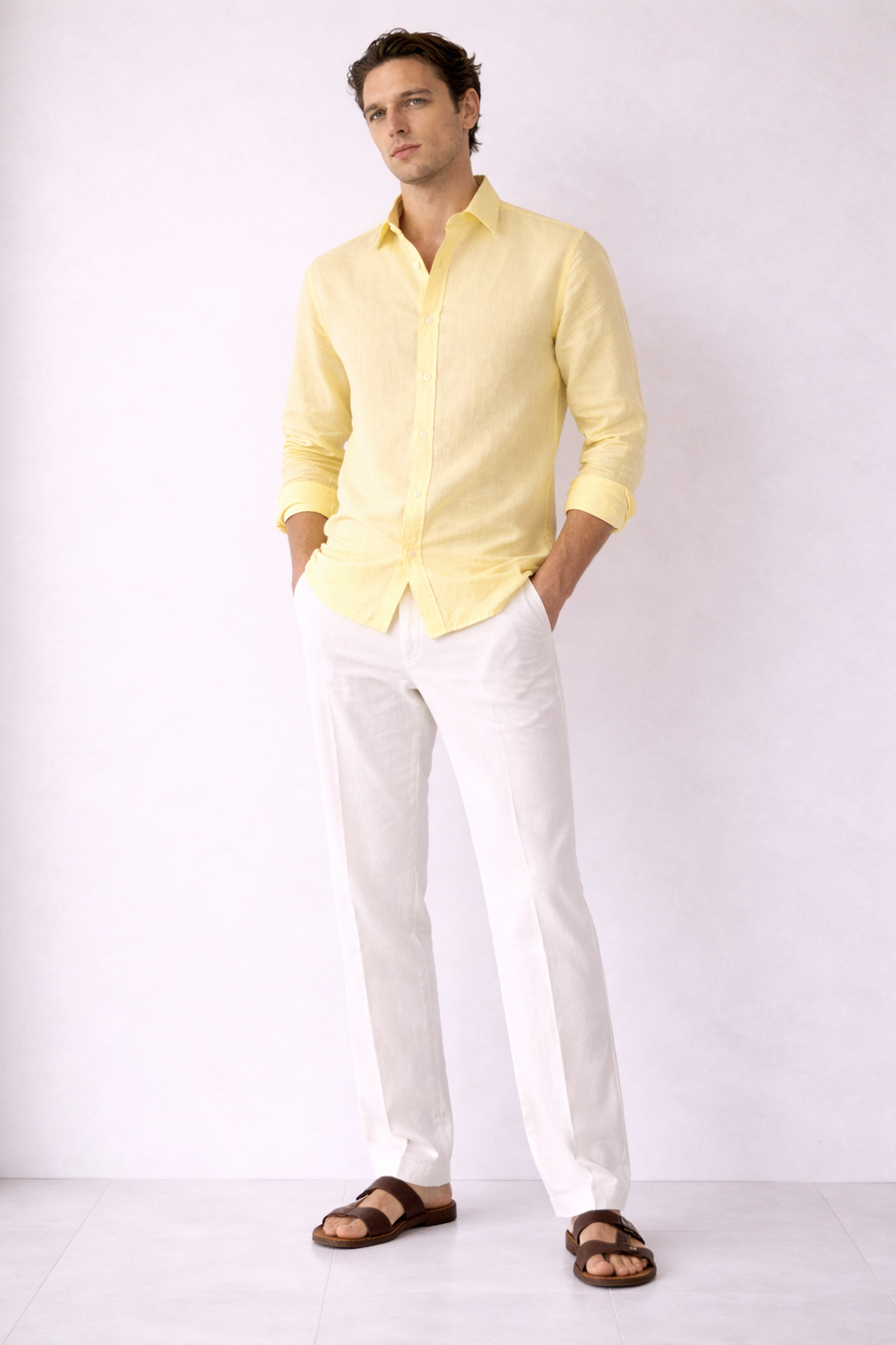 Regular fit pink Linen shirt