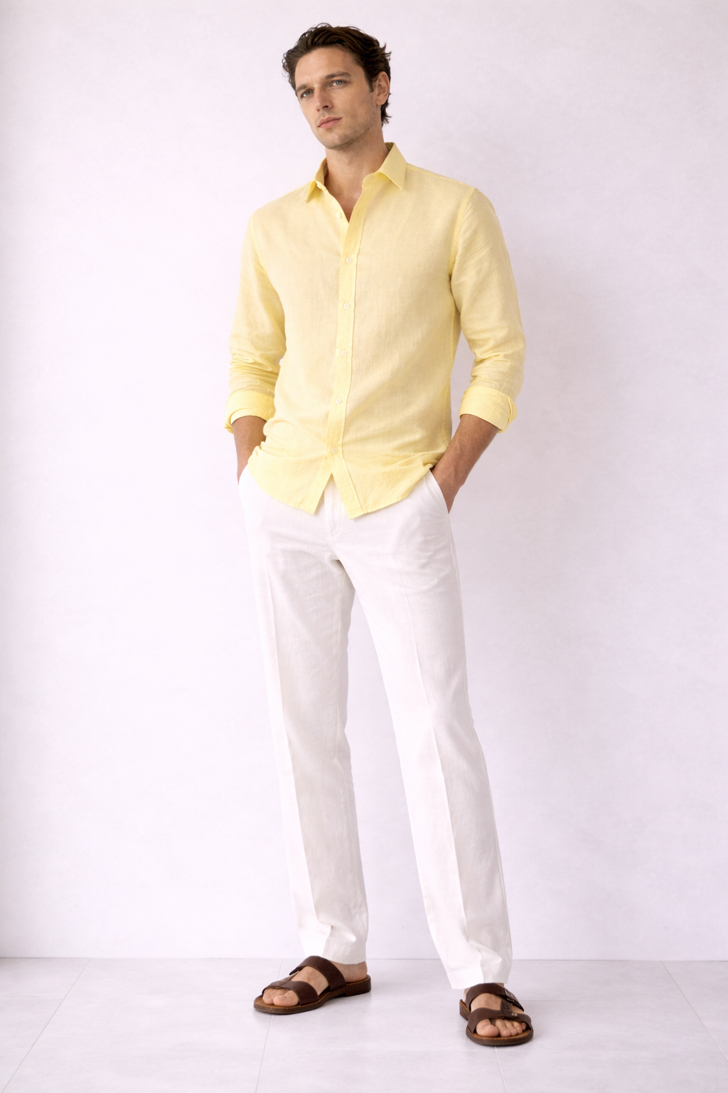 Regular fit pink Linen shirt