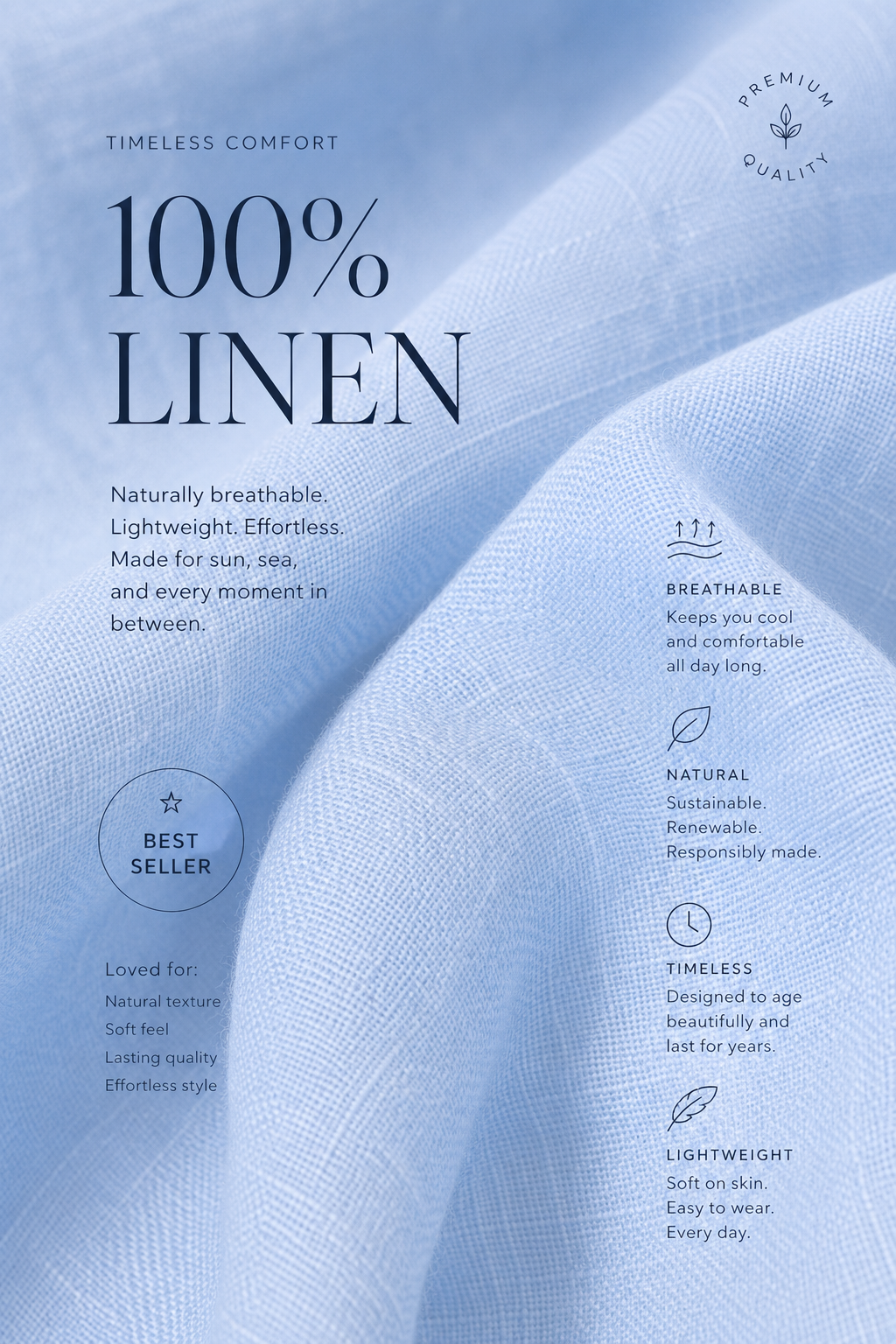 Regular fit light blue Linen shirt