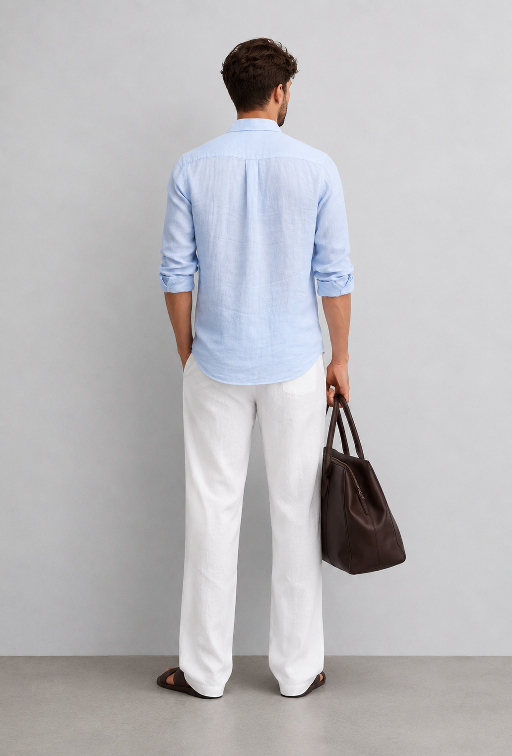 Regular fit light blue Linen shirt