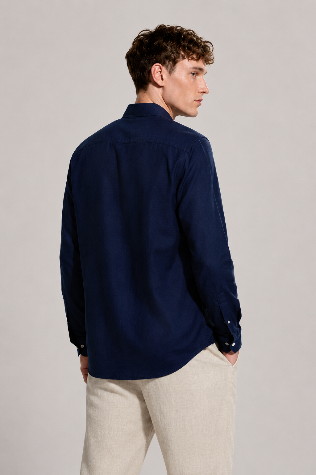 Regular fit light blue Linen shirt