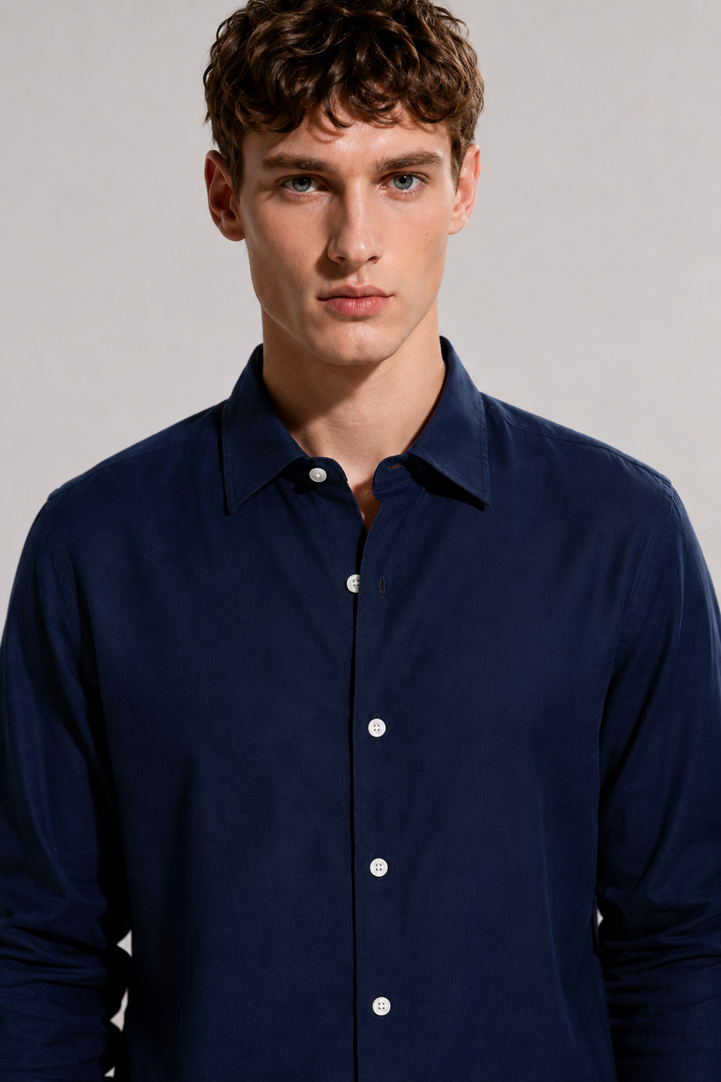 Regular fit light blue Linen shirt