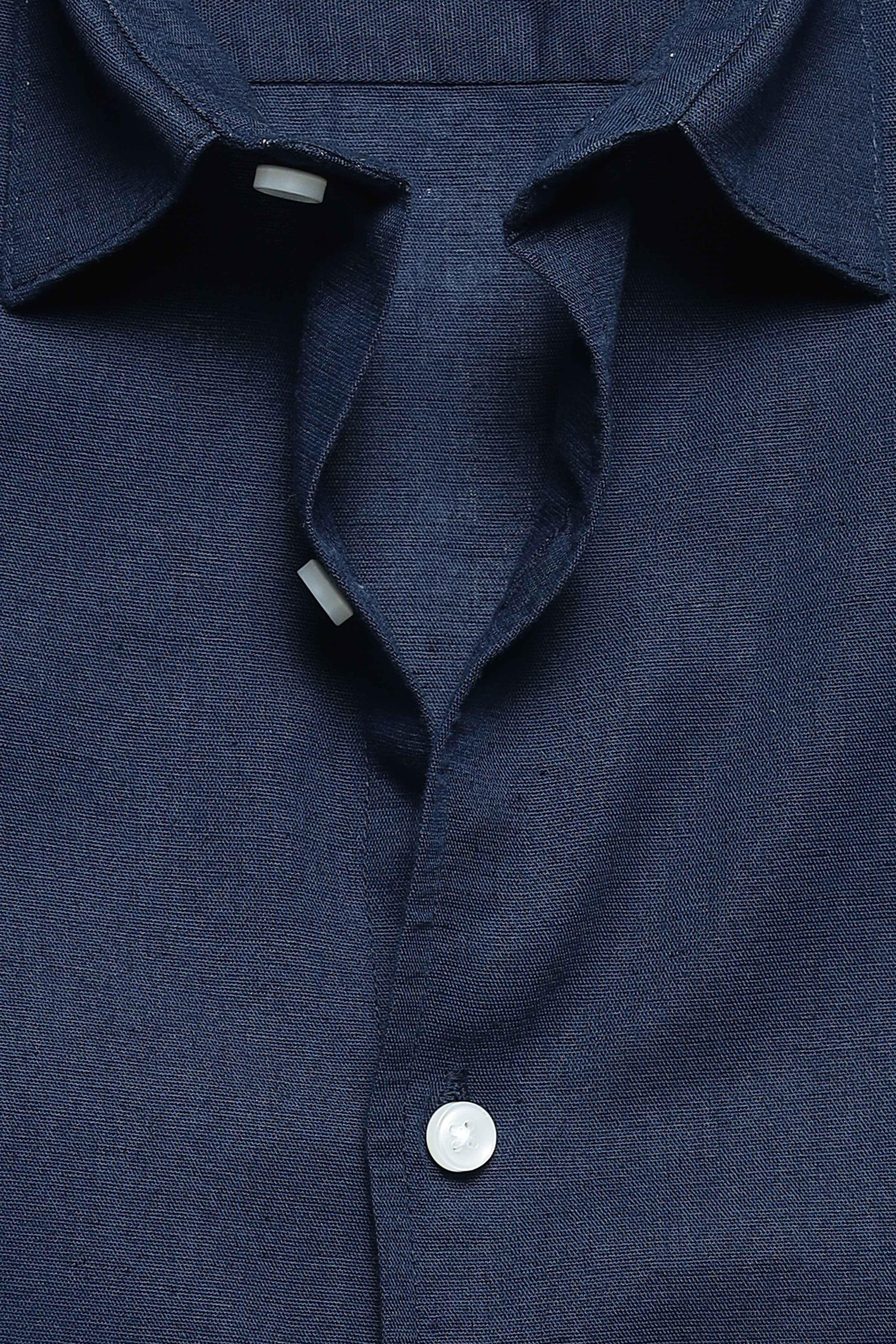 Regular fit light blue Linen shirt
