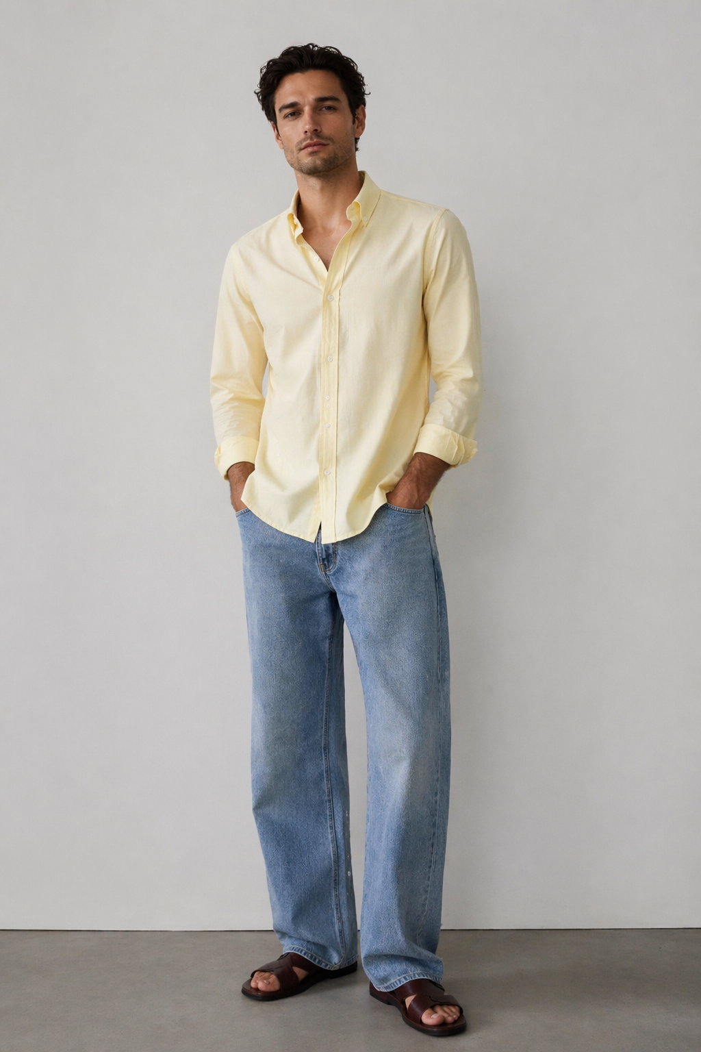 Regular fit Yellow Linen shirt