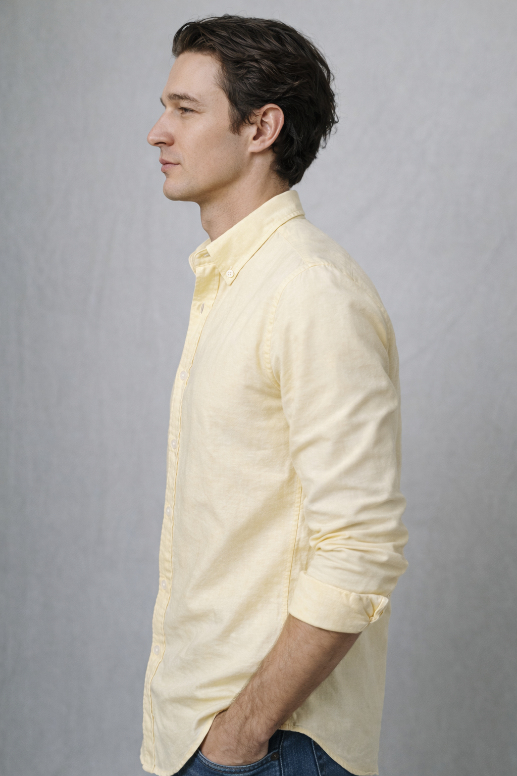 Regular fit Yellow Linen shirt