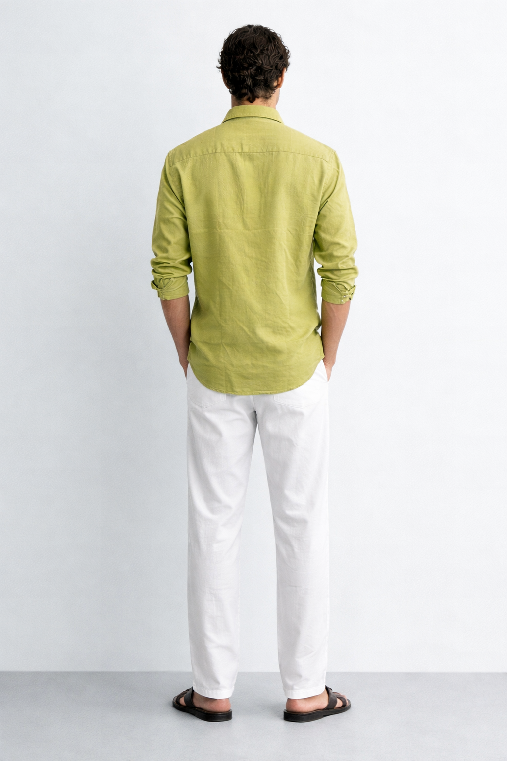 Regular fit lemon yellow Linen shirt