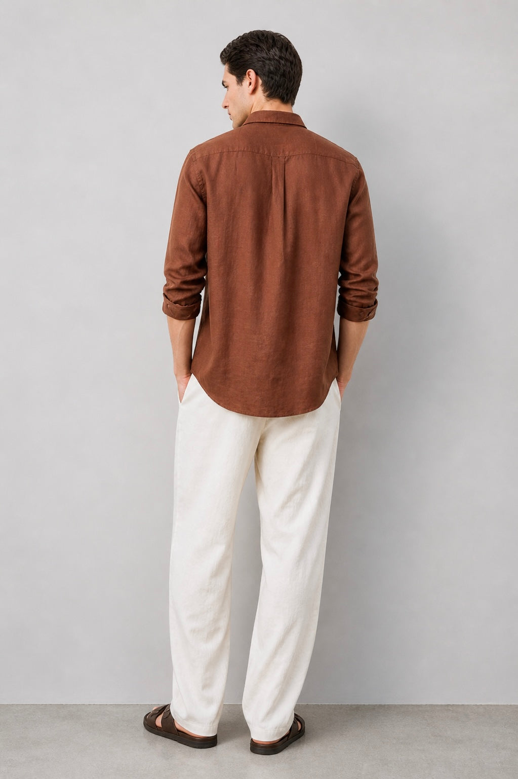 Regular fit Brown Linen shirt