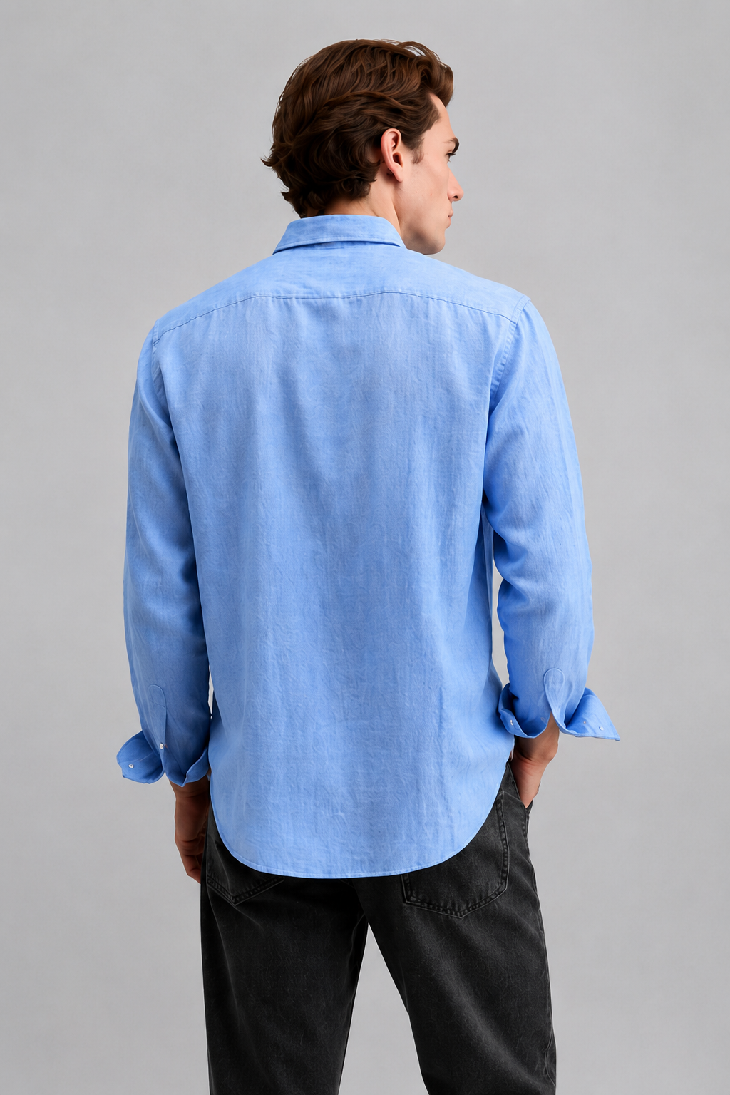 Regular fit real Blue Linen shirt