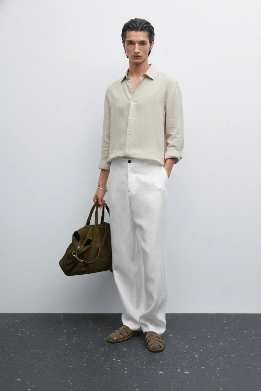 Relaxed fit Linen Beige shirt