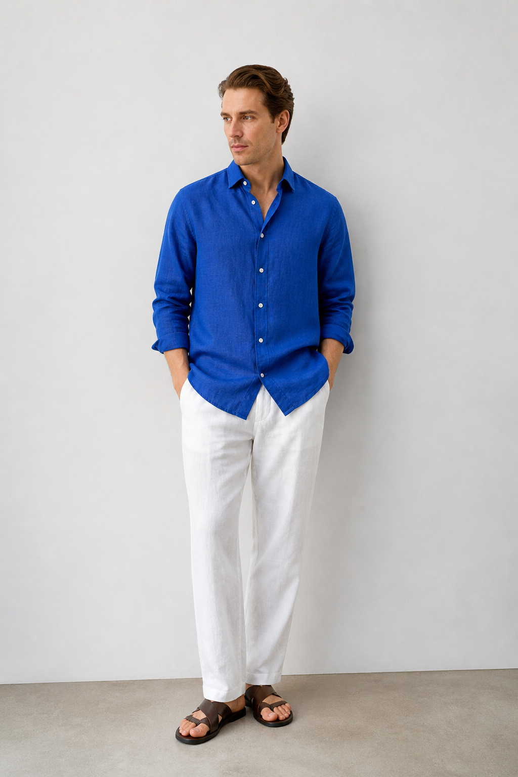 Regular fit Royale Blue Linen shirt