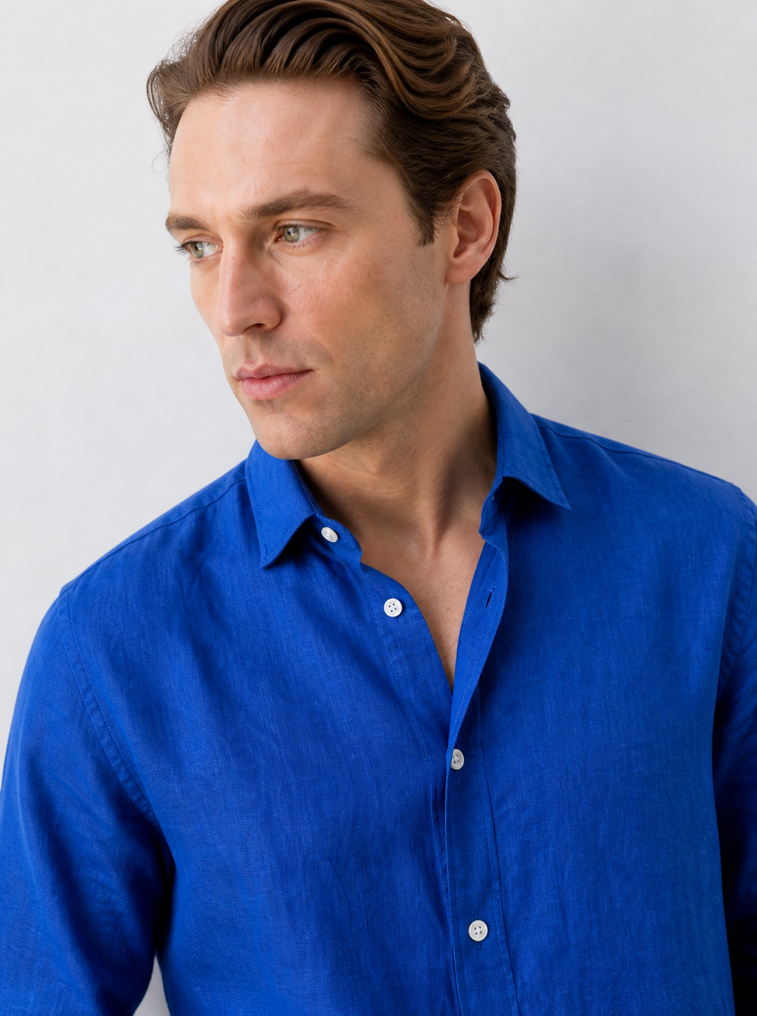 Regular fit Royale Blue Linen shirt
