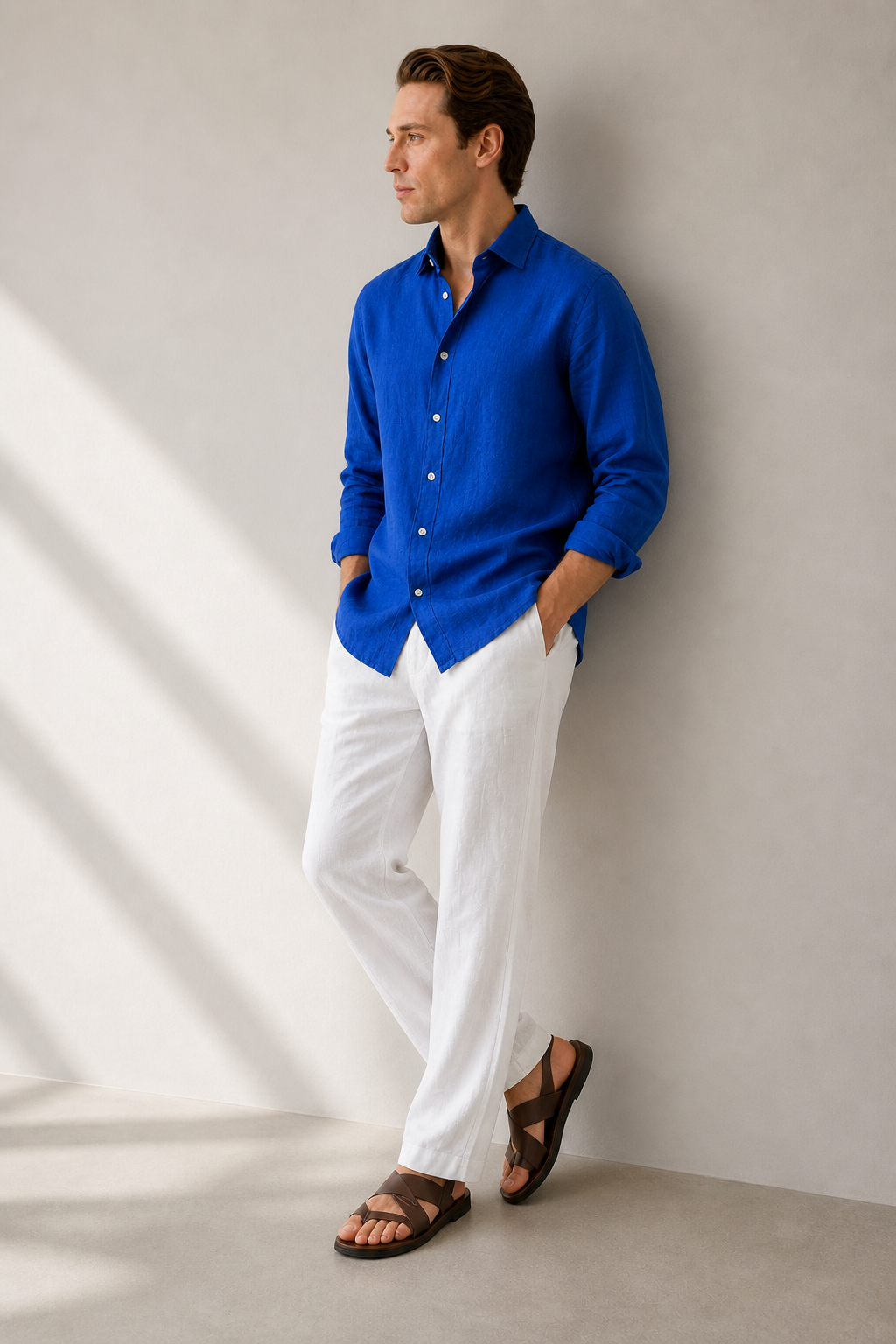 Regular fit Royale Blue Linen shirt