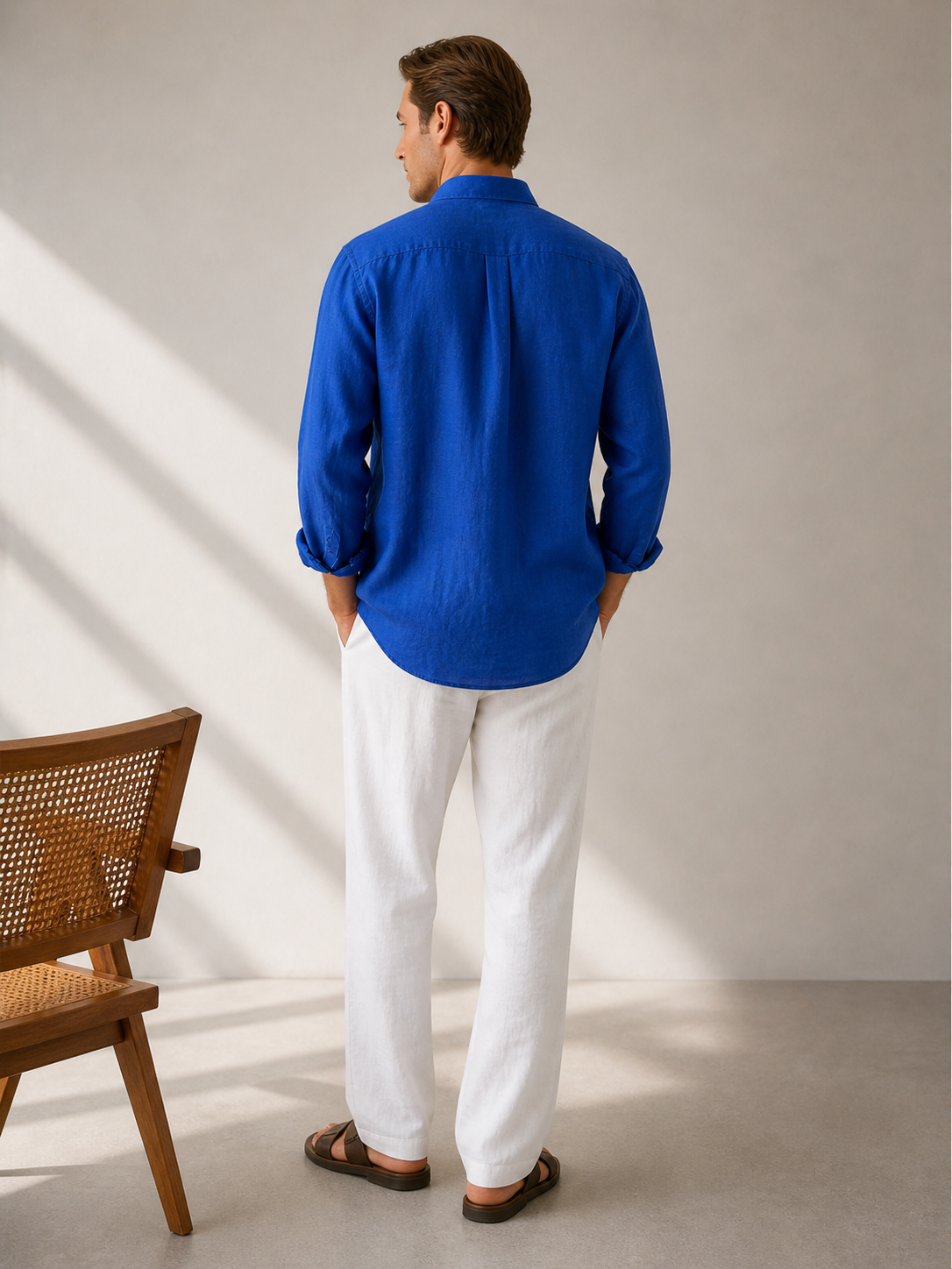 Regular fit Royale Blue Linen shirt