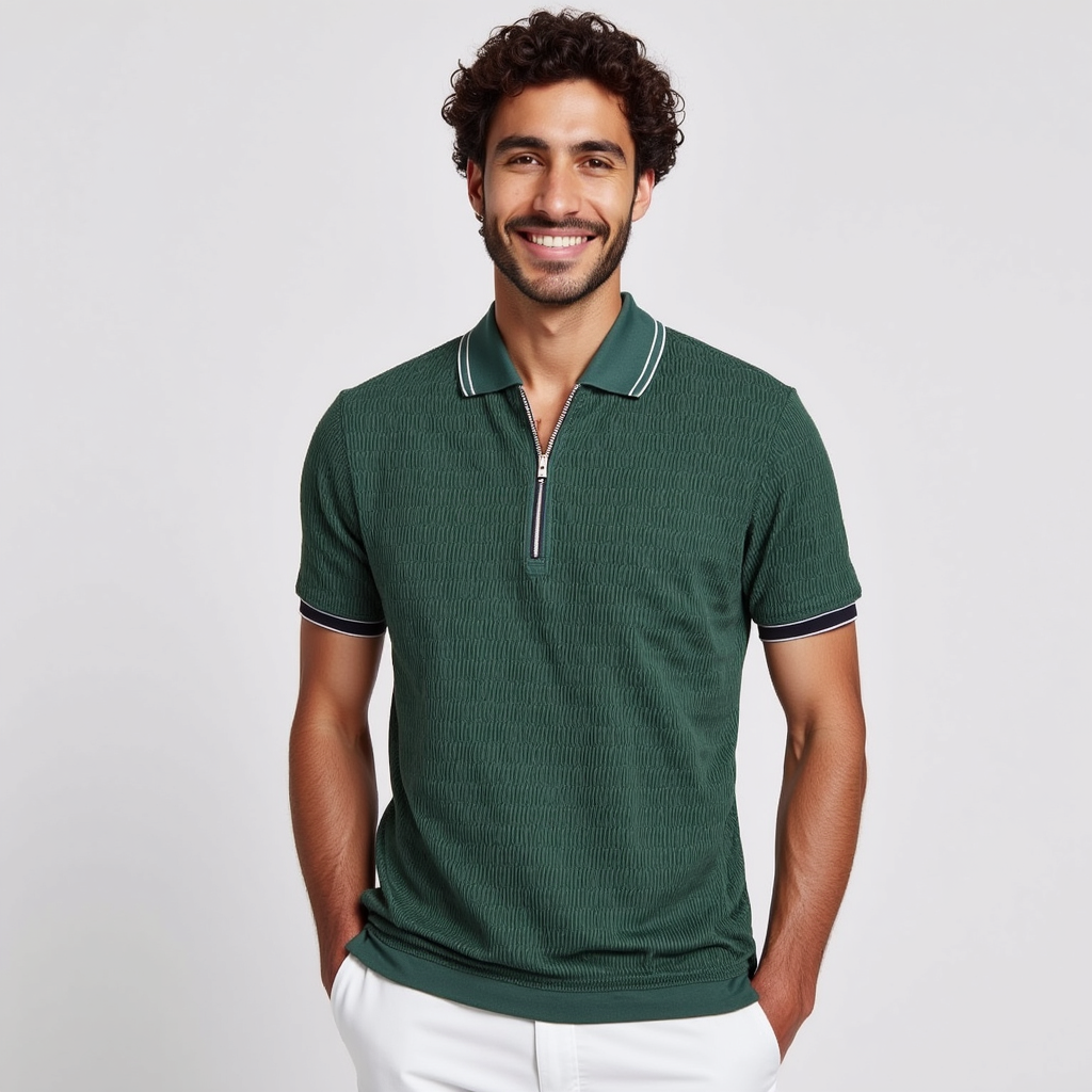 Tipped Zip Sweater Polo