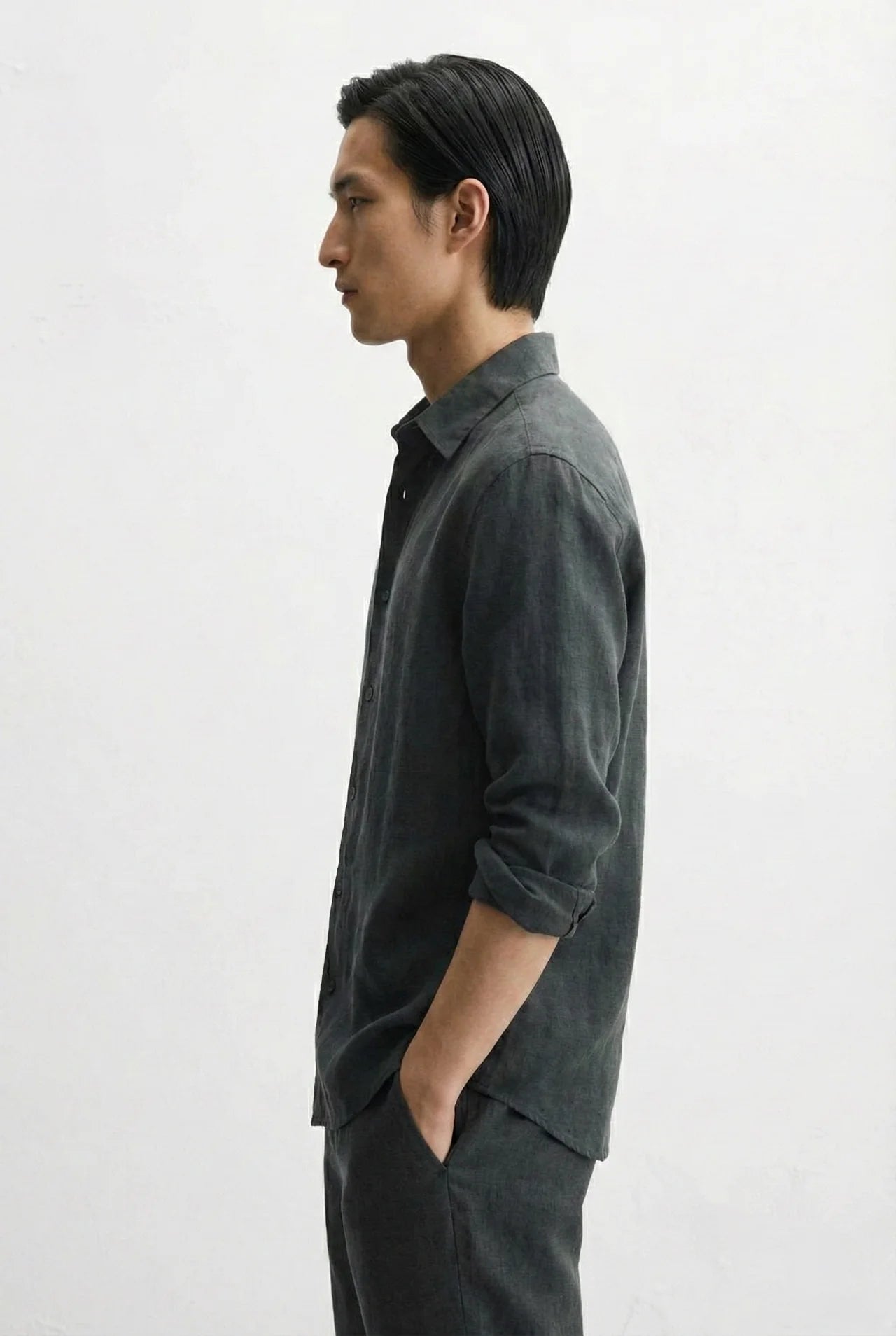 Relaxed fit Linen Dark grey shirt