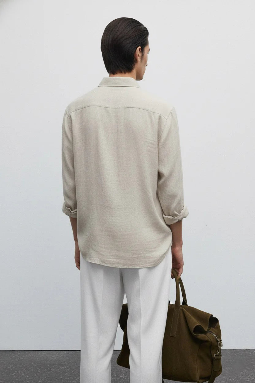 Relaxed fit Linen Beige shirt