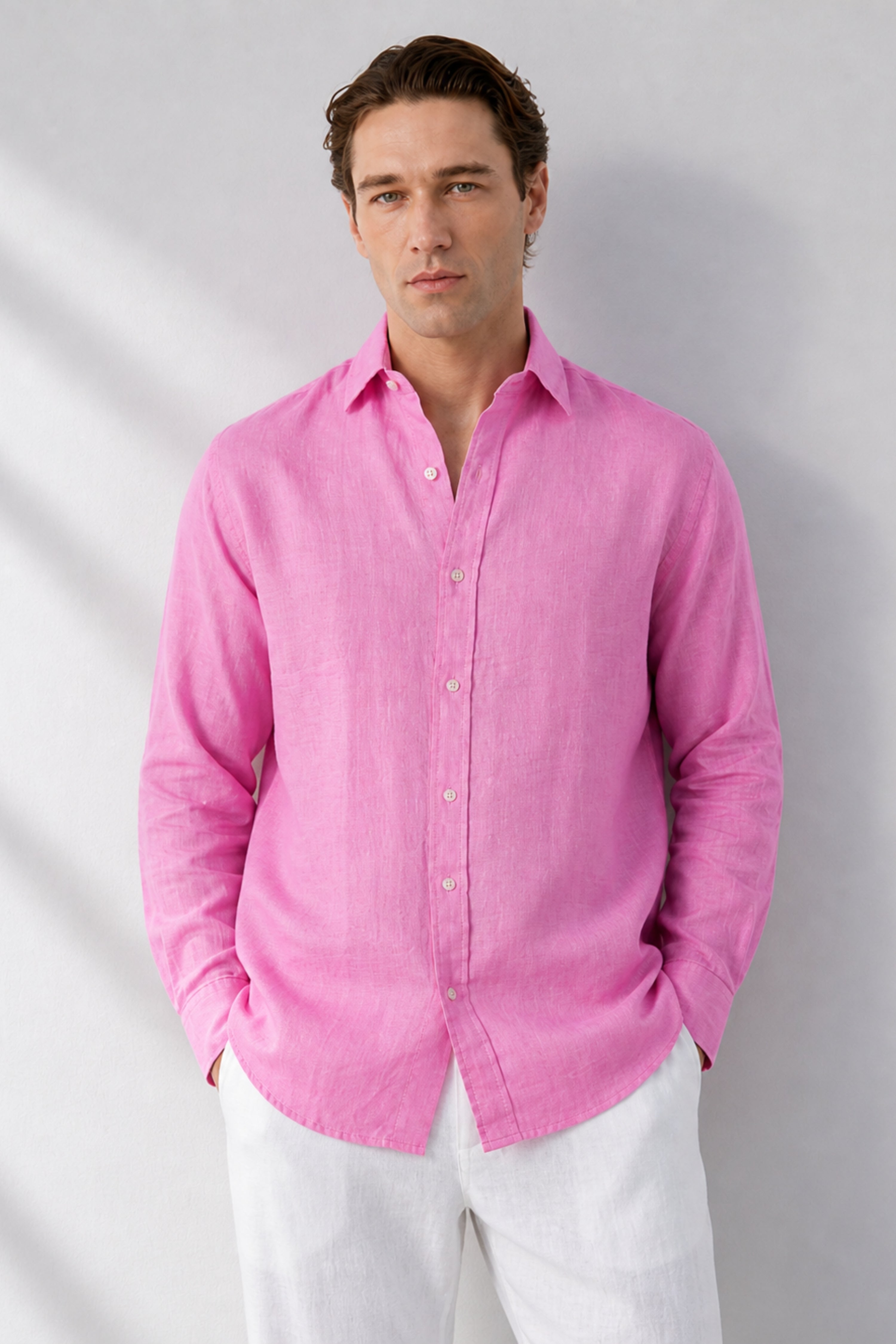Regular fit Royale Pink Linen shirt