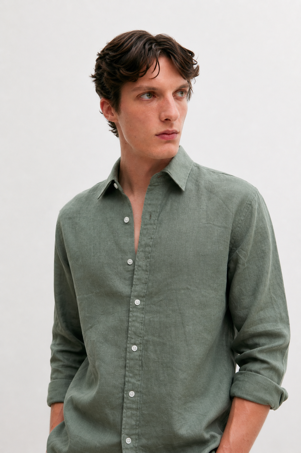 Regular fit Olive Linen shirt