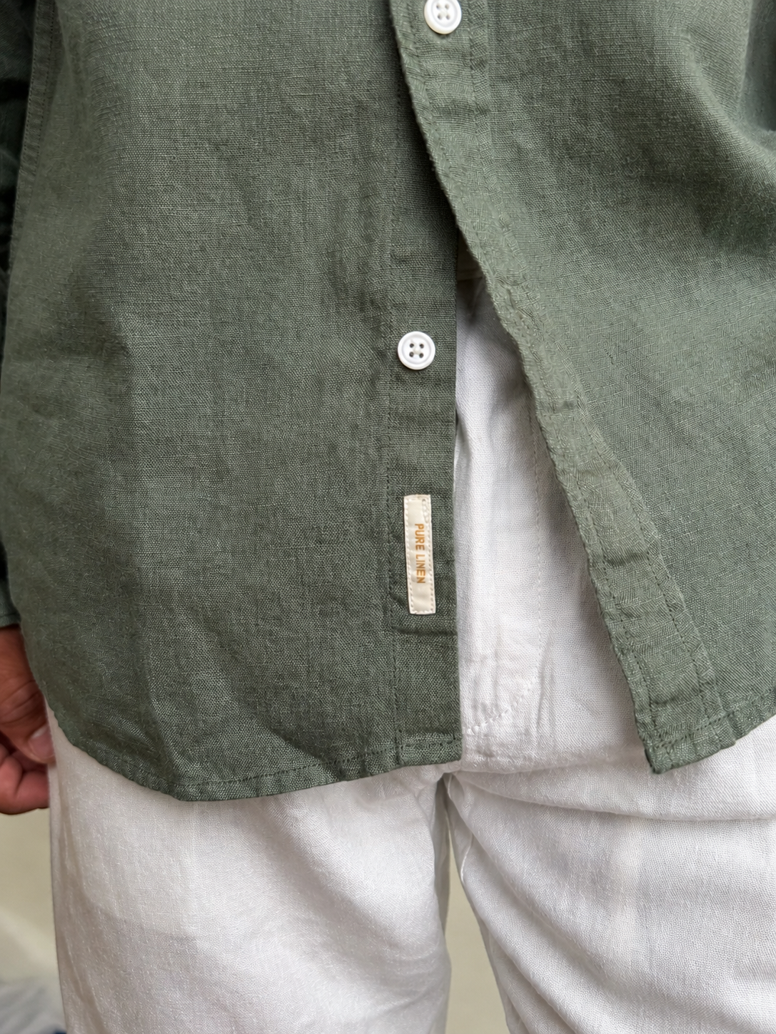 Regular fit Olive Linen shirt