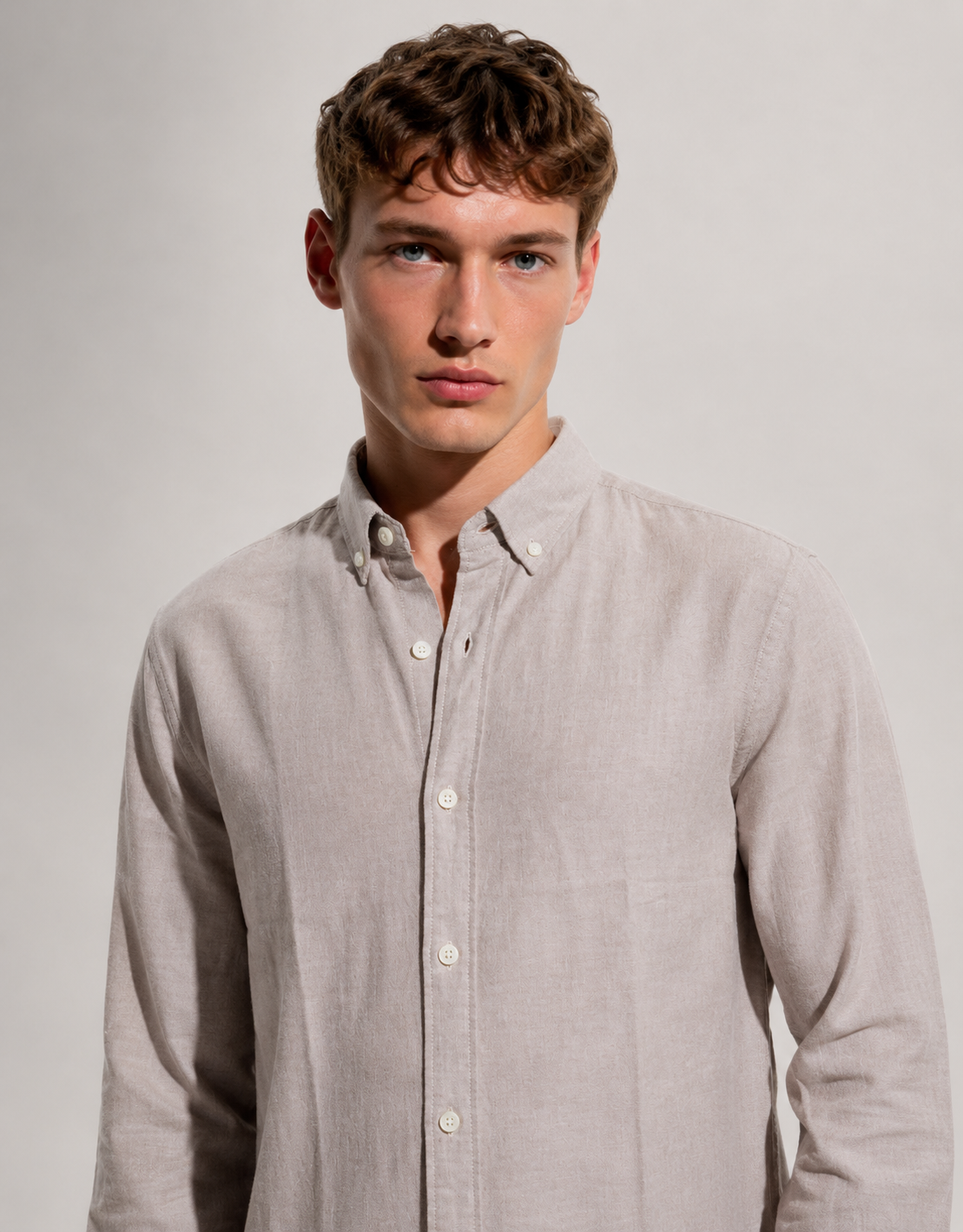 Regular fit Cream Linen shirt