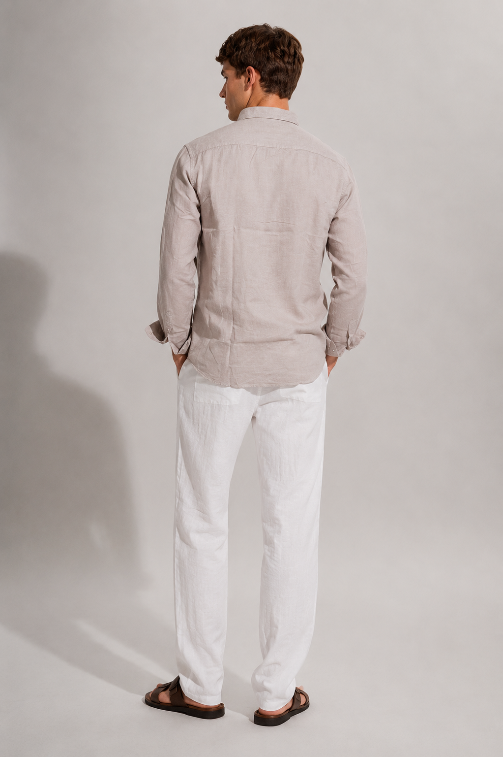 Regular fit Cream Linen shirt