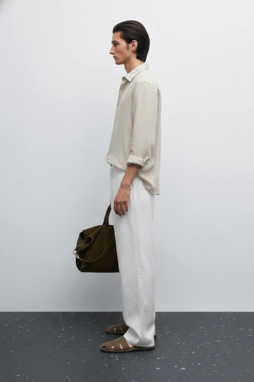 Relaxed fit Linen Beige shirt