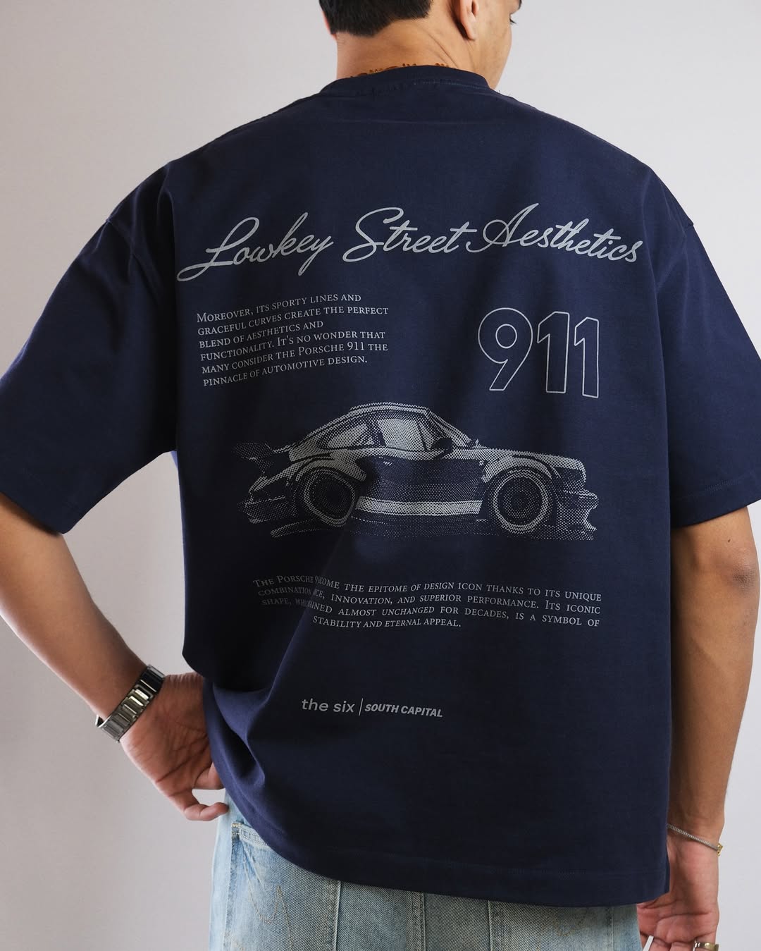 T-shirt Navy Porsche LSA GEN2 · 240 GSM · Oversized Fit