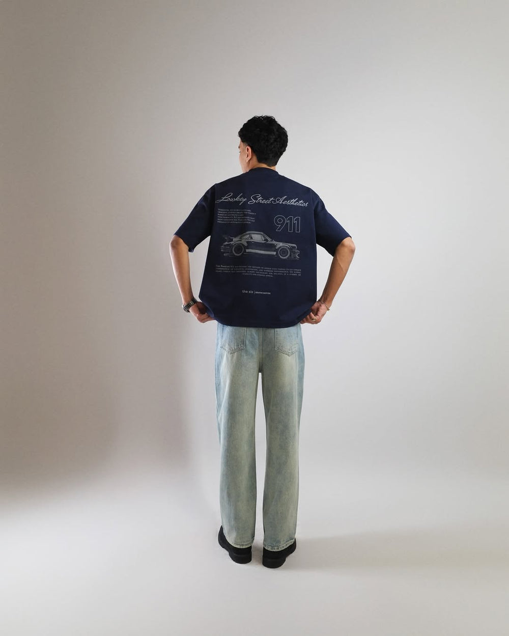 T-shirt Navy Porsche LSA GEN2 · 240 GSM · Oversized Fit