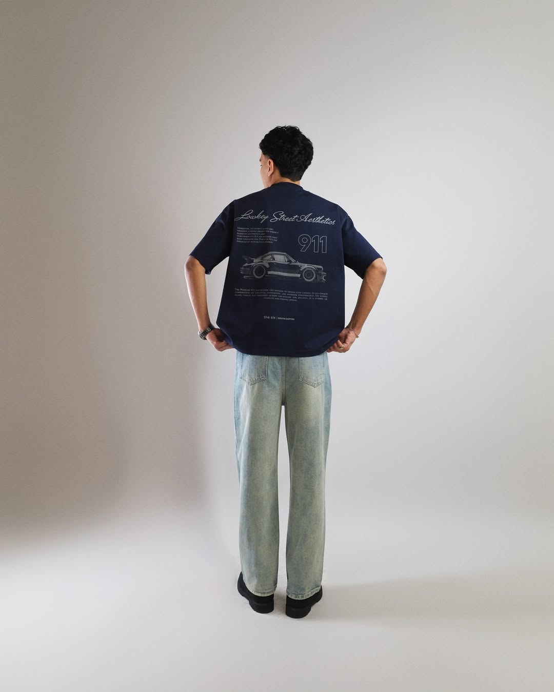 T-shirt Navy Porsche LSA GEN2 · 240 GSM · Oversized Fit