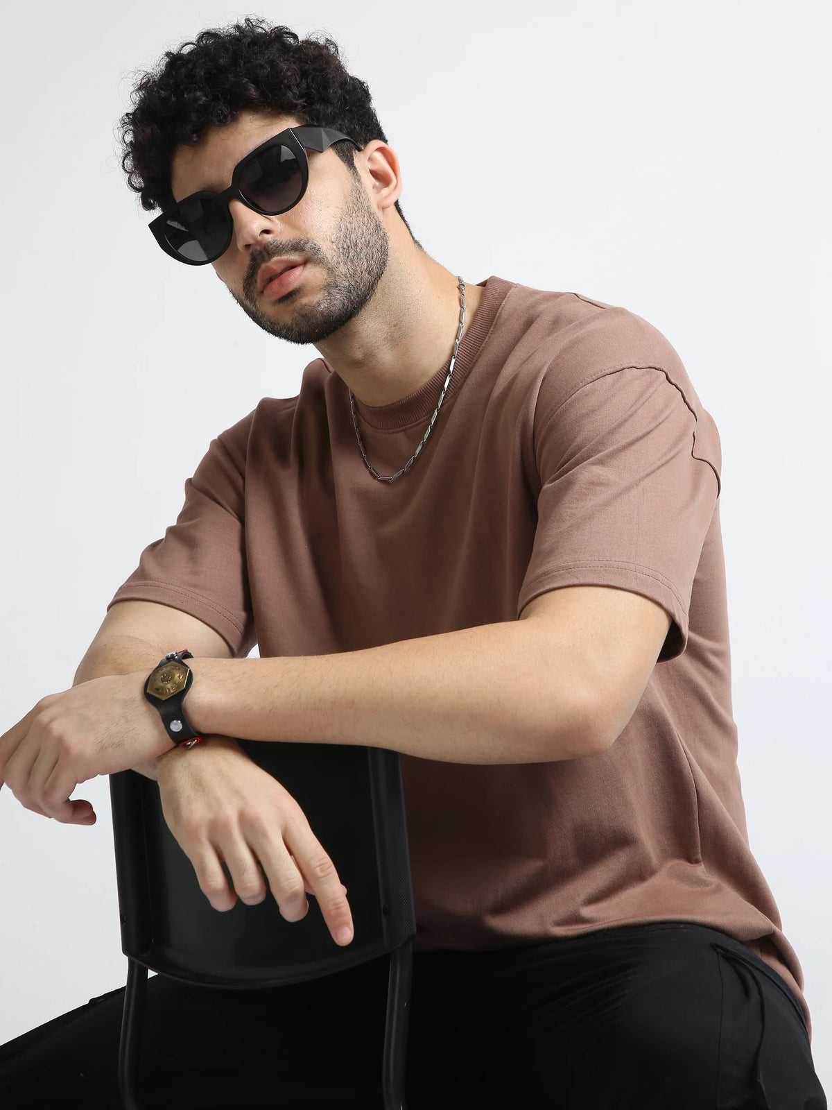 240 GSM OVERSIZE T SHIRT C-22 - LT.BROWN