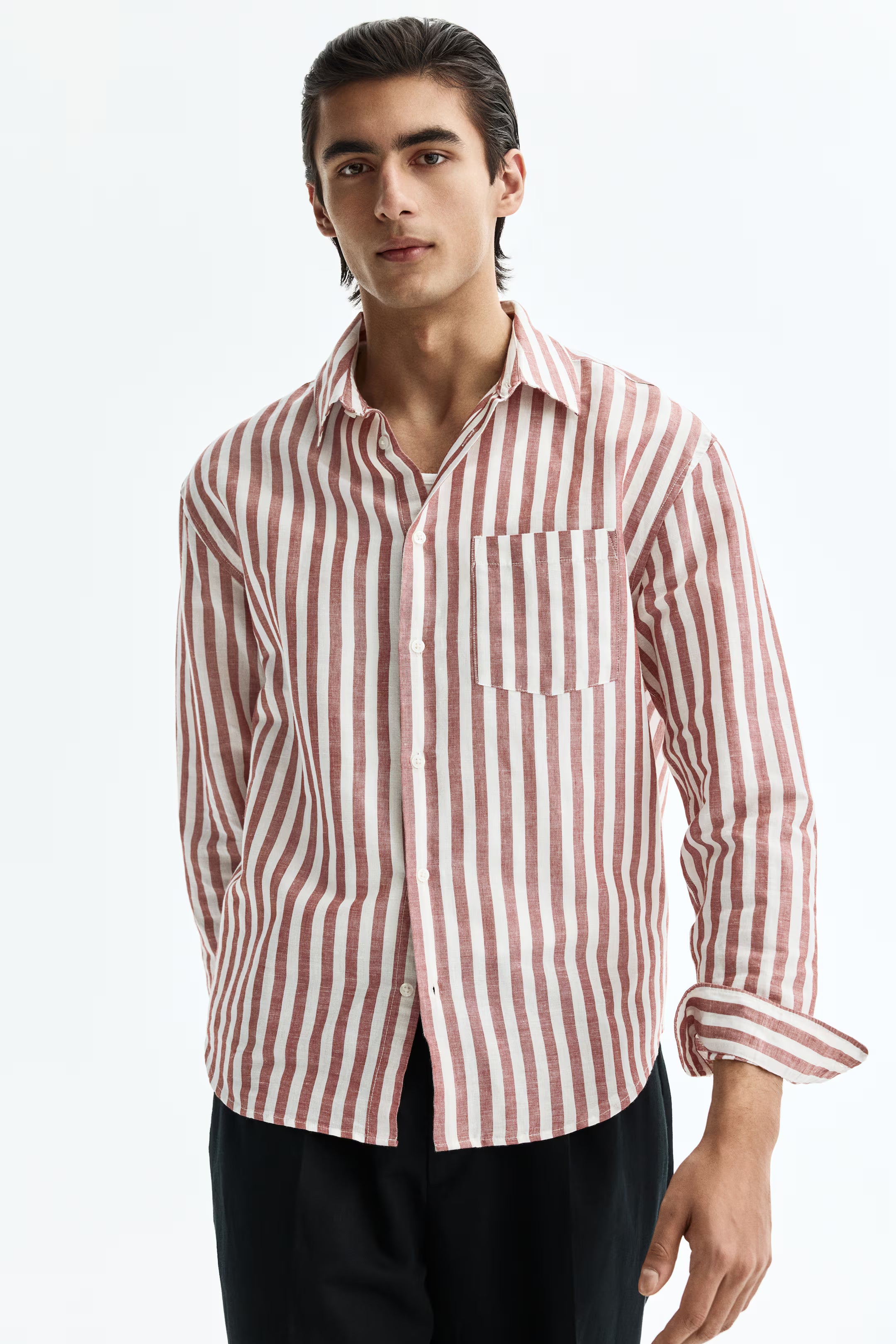 Regular Fit Oxford shirt Rust red/Striped