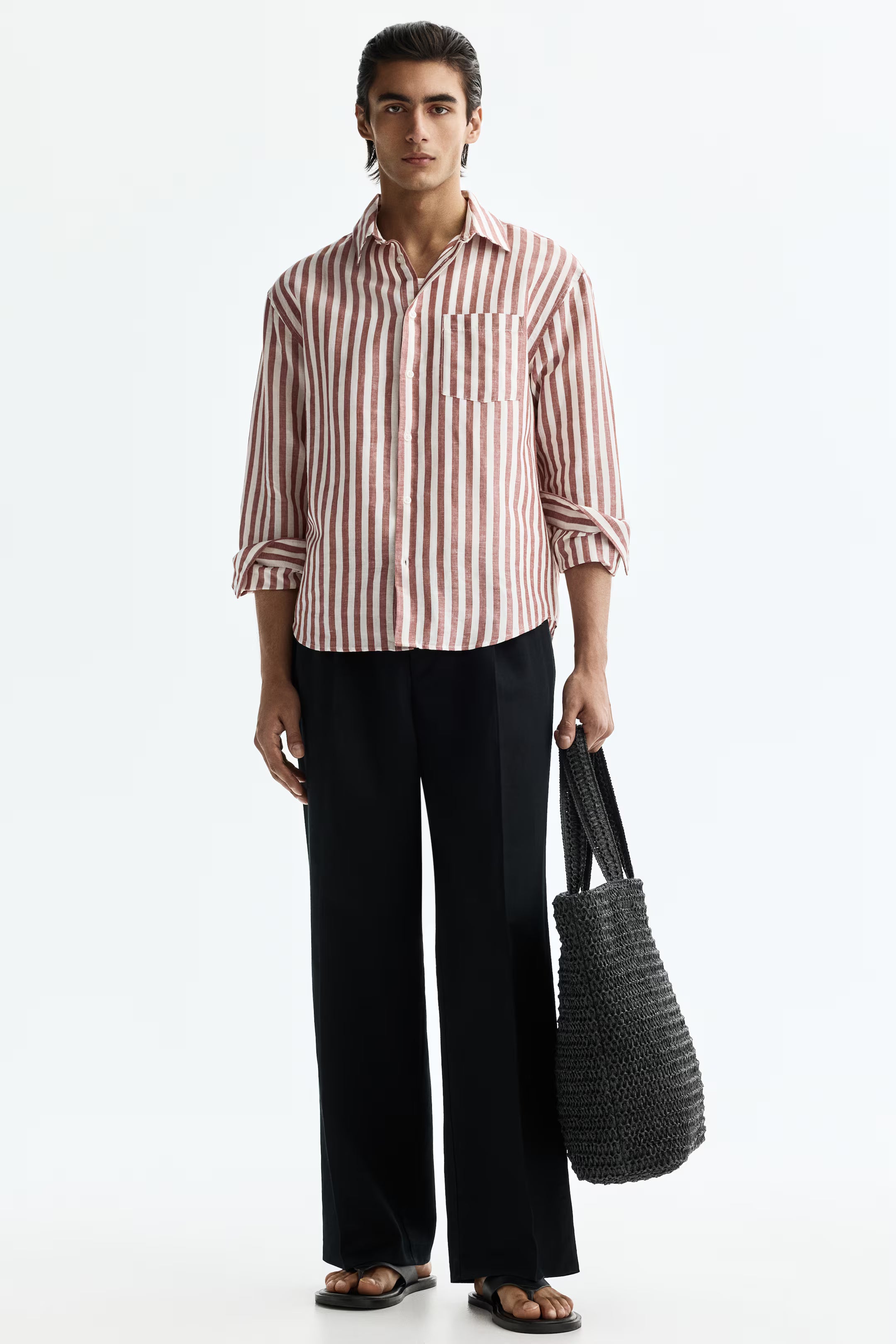 Regular Fit Oxford shirt Rust red/Striped