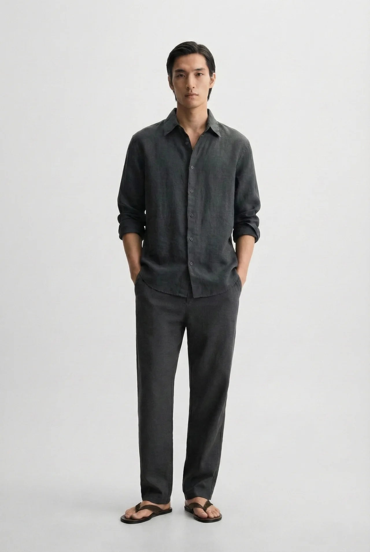 Relaxed fit Linen Dark grey shirt