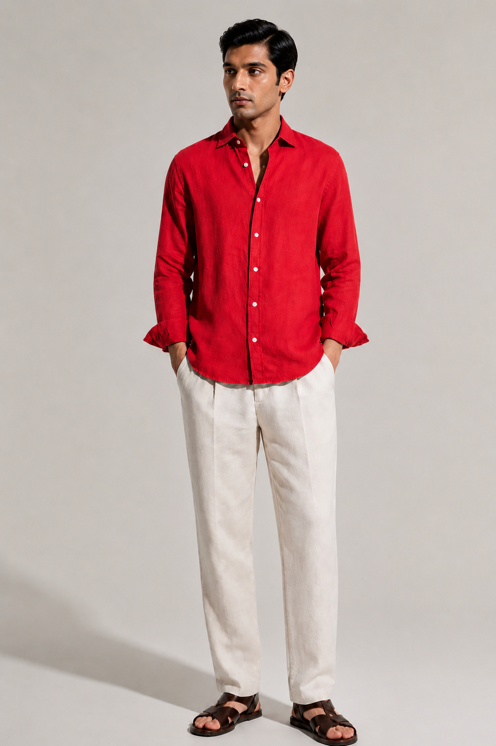 100% Pure Linen Red Shirt