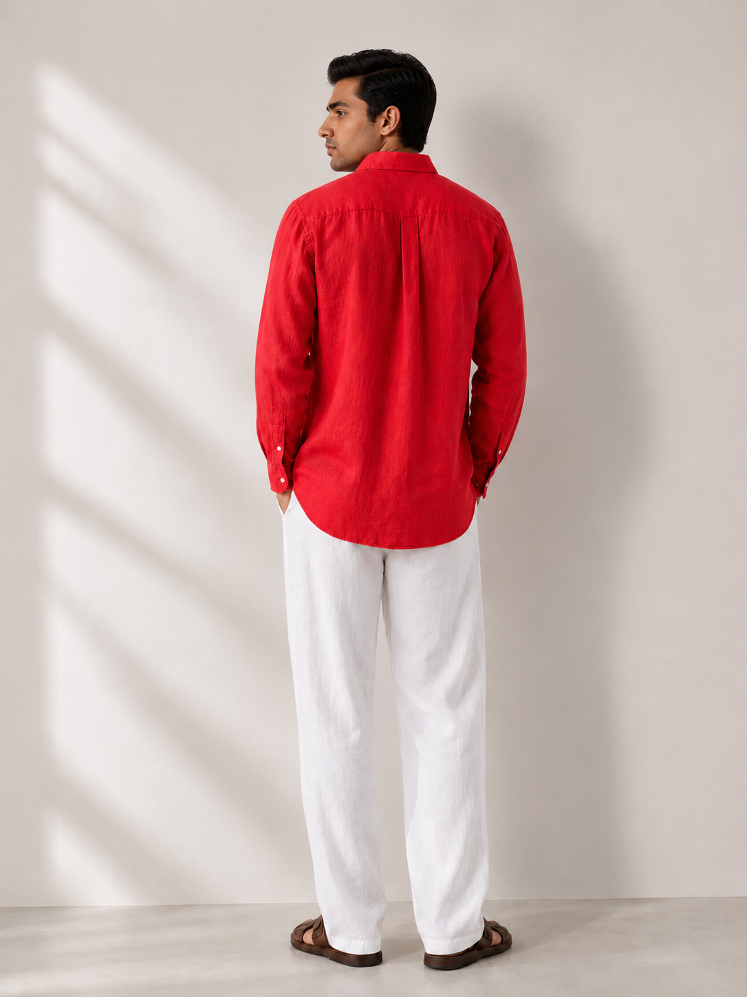 100% Pure Linen Red Shirt